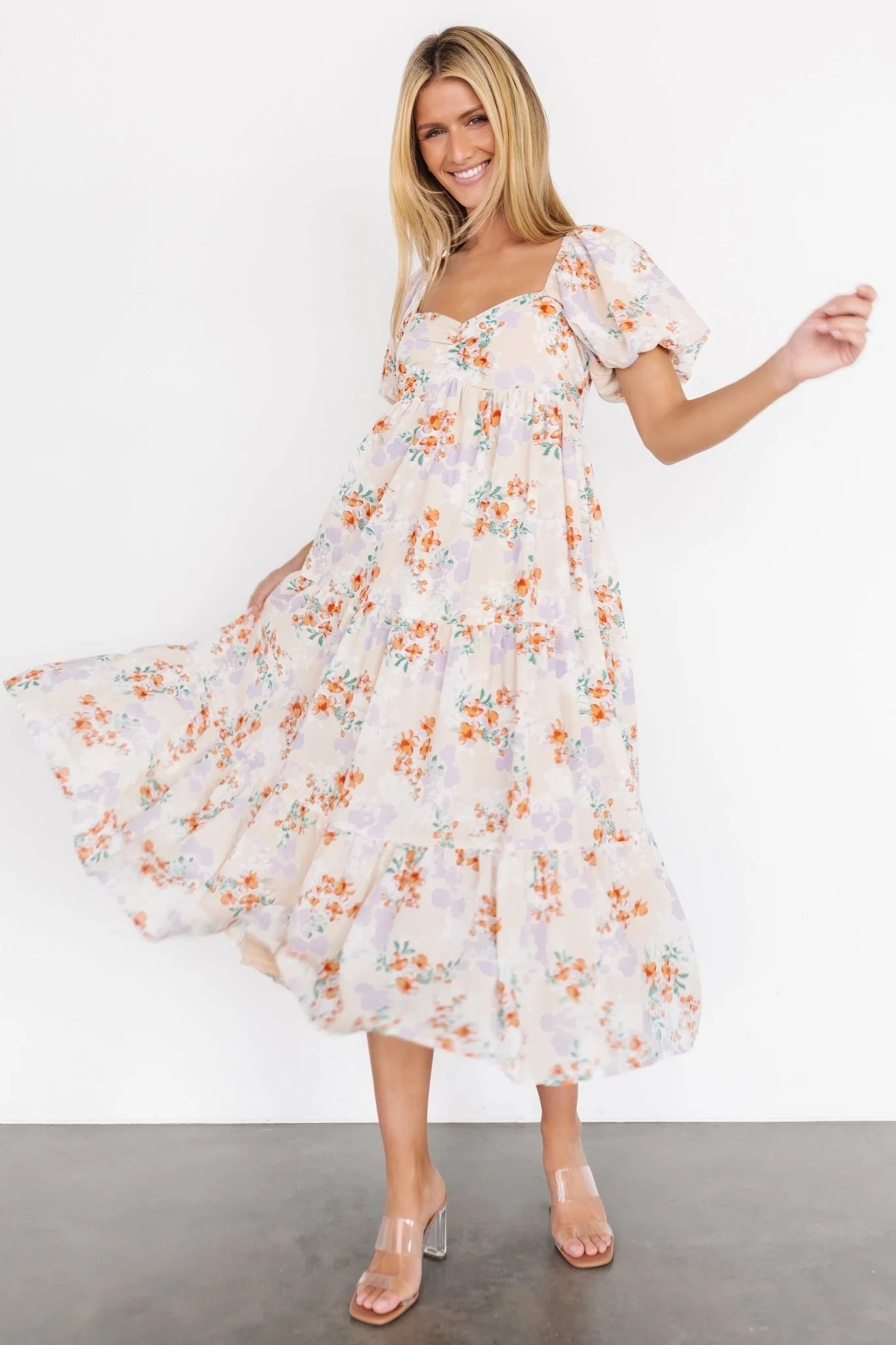 Molly Midi Dress | Cream Floral