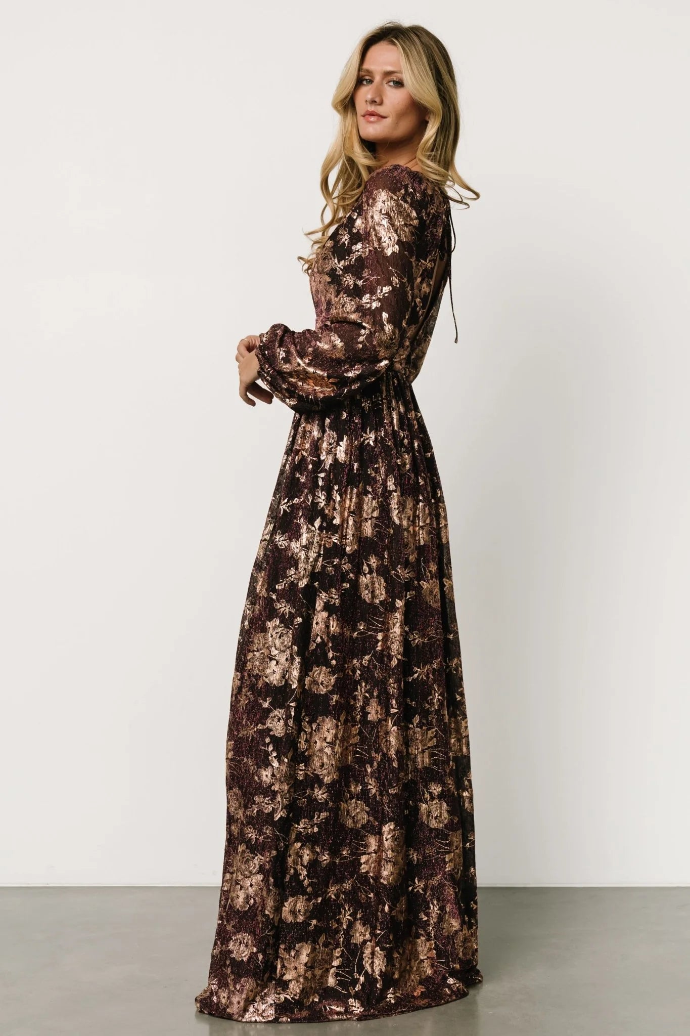 Charlene Maxi Dress | Wine + Gold