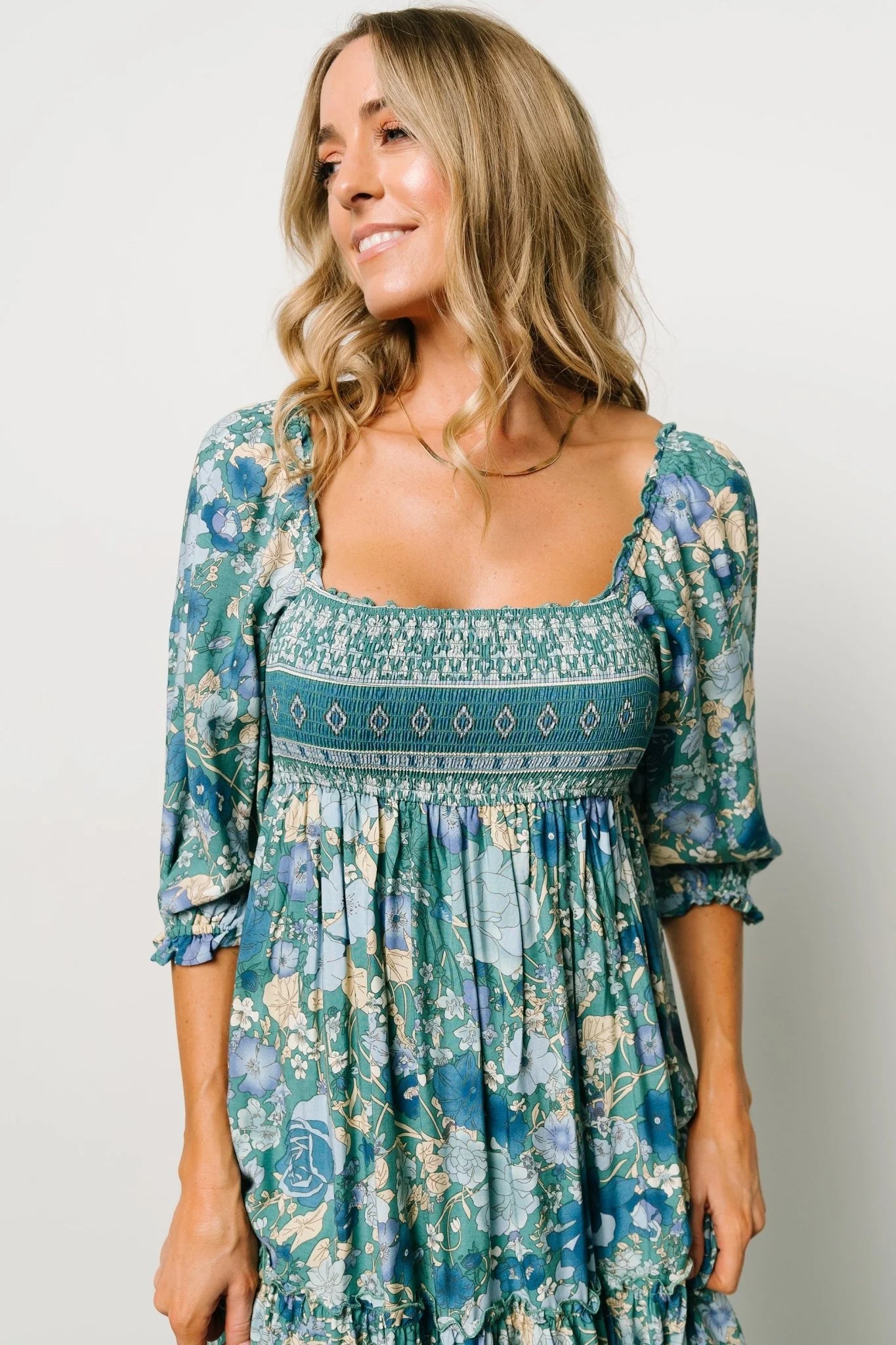 Shanna Tiered Dress | Emerald Multi