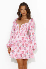 Expressing Fun Long Sleeve Mini Dress Pink