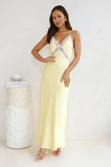 Ultimate Love Satin Slip Maxi Dress Yellow