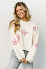 Annie Flower Knit Sweater | Cream