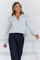 Winter Kiss Knitted Sweater Grey