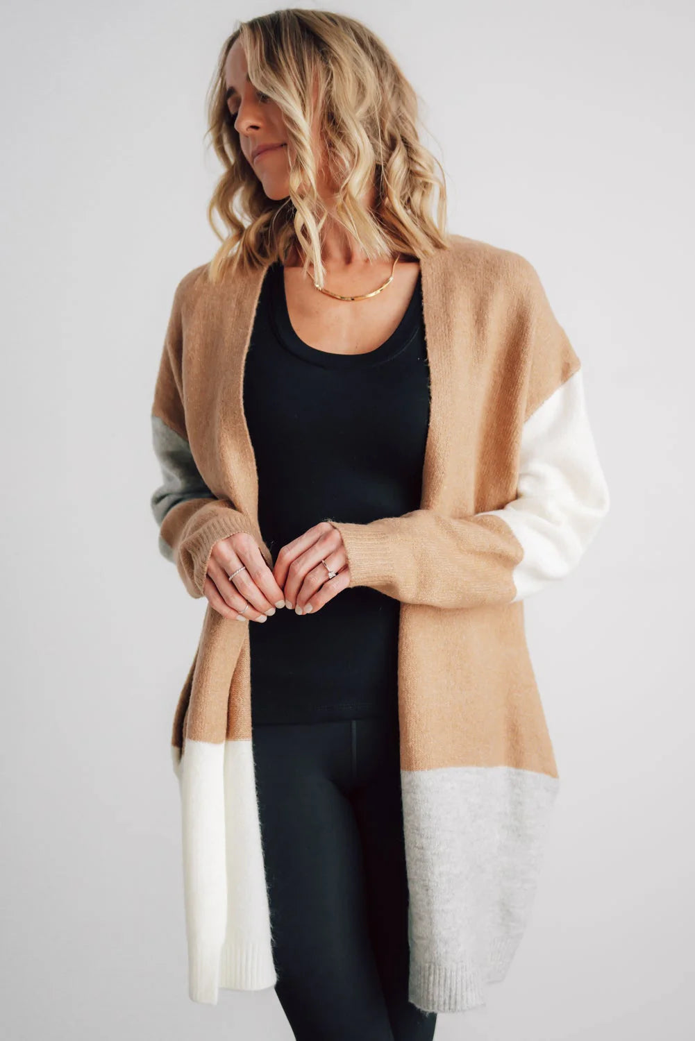 Pierson Color Block Cardigan | Camel