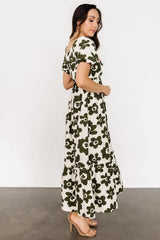 Kasey Maxi Dress | Olive + Ivory Print