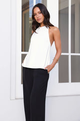 Clean Slate Tailored Halter Top White