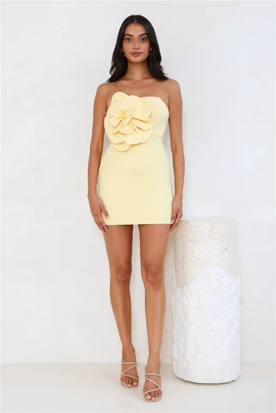 Wild Ivy Strapless Mini Dress Yellow