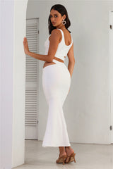 Where Did You Go Ribbed Maxi Skirt White