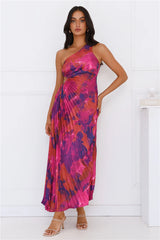 Fashionista’s Night Out One Shoulder Satin Maxi Dress Purple