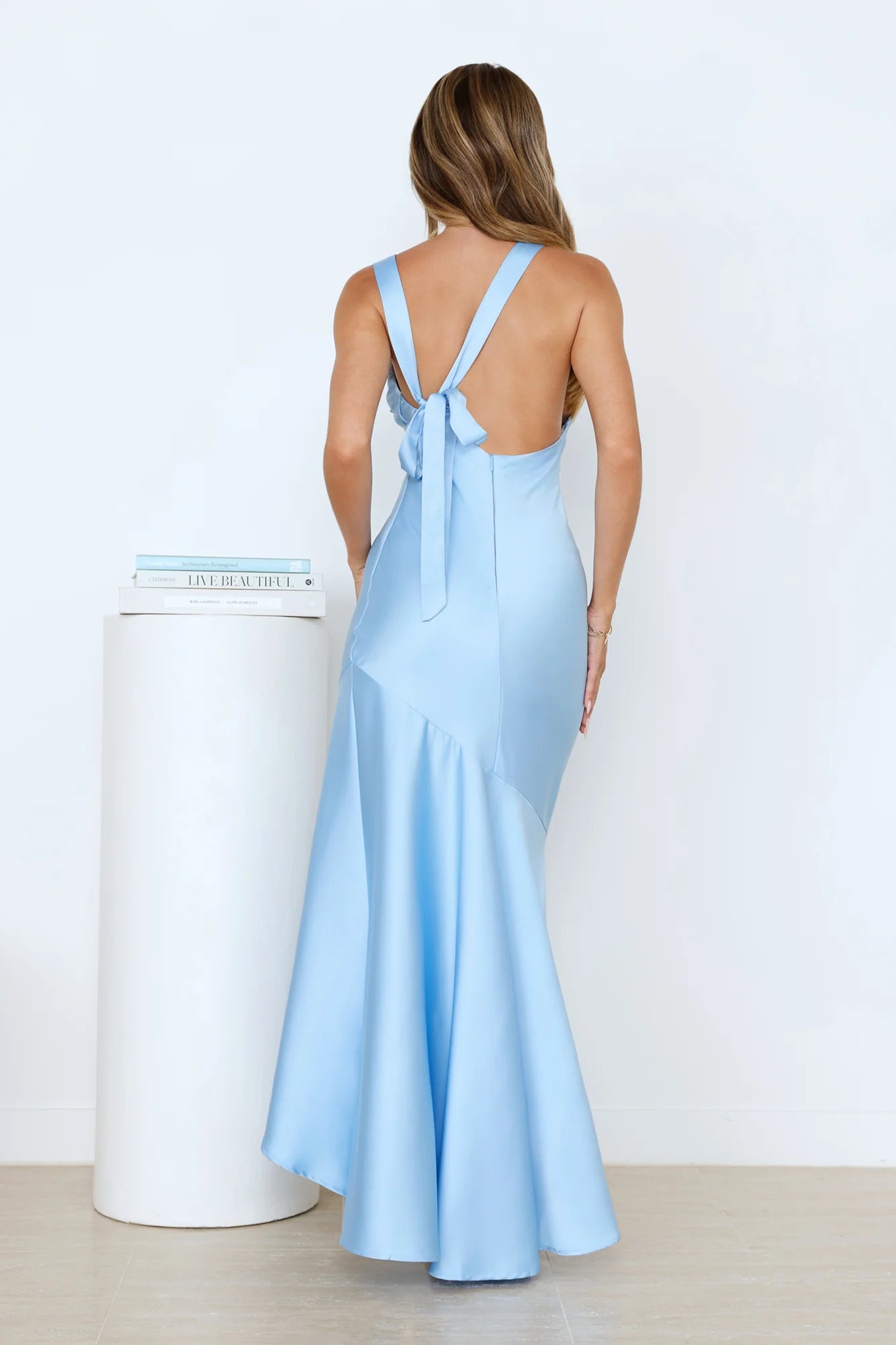 Bespoke Beauty Satin Maxi Dress Blue