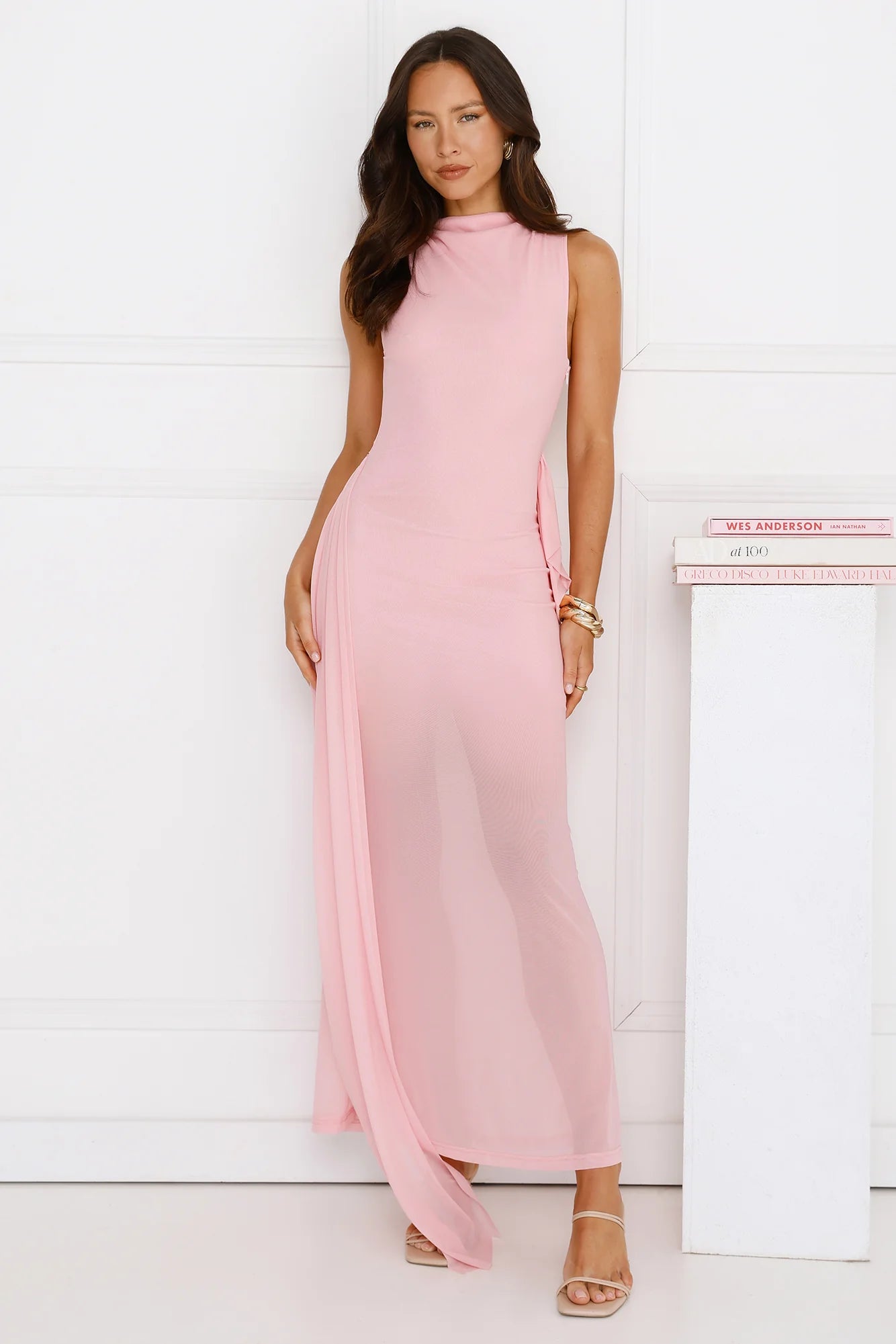 Dazzle Me Darling Mesh Maxi Dress Pink