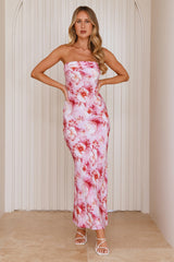 Blooming Brilliance Strapless Maxi Dress Pink