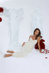 Glitter Gaze Sequin Maxi Dress Cream