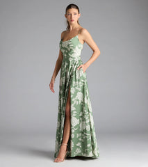 Robina Lace-Up A-Line Floral Satin Formal Dress
