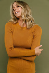 Manhattan Ribbed Sweater Dress | Camel