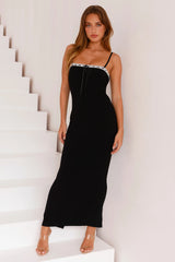 Until The Morning Ribbed Maxi Dress Black