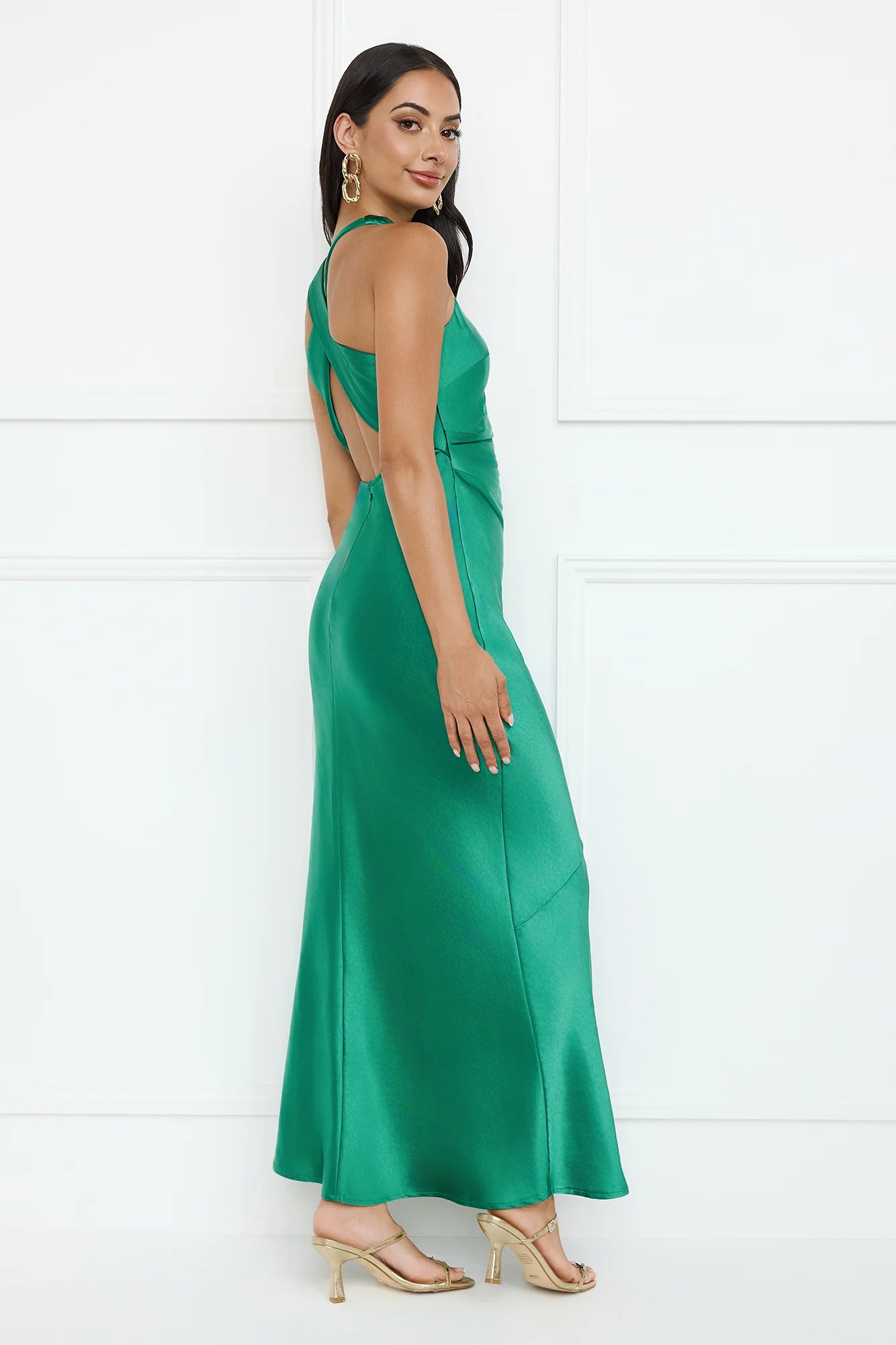 Eden Satin Maxi Dress Green