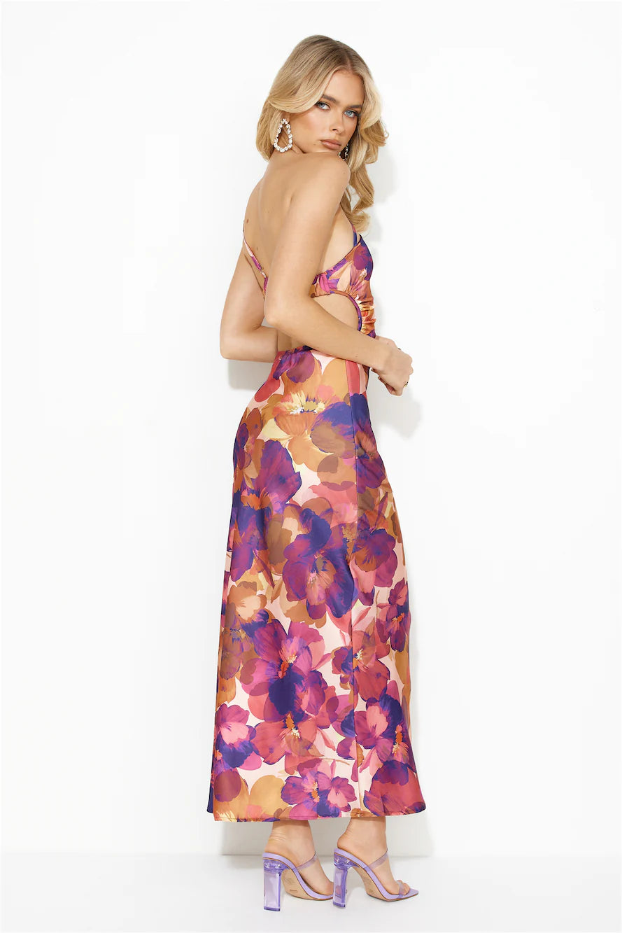 Fashion Inspiration Satin Maxi Dress Purple