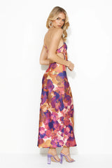 Fashion Inspiration Satin Maxi Dress Purple