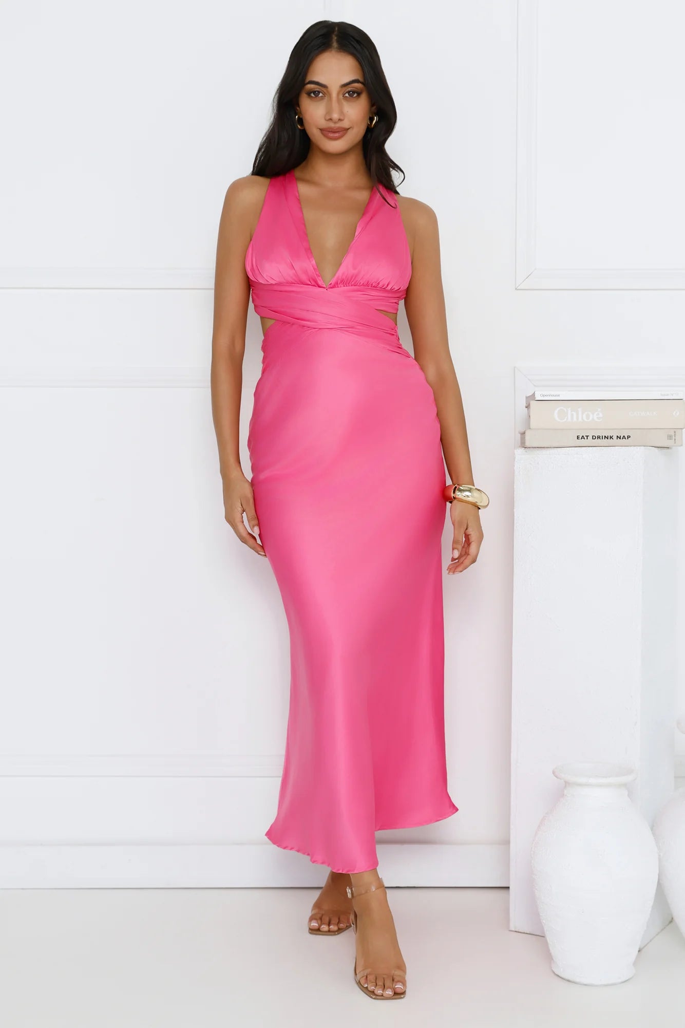 Dress Code Satin Maxi Dress Pink