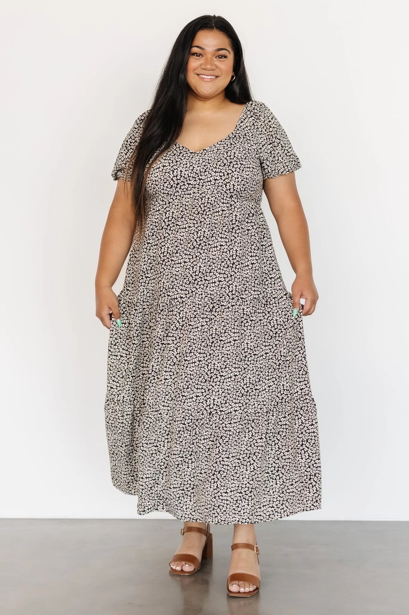 Gables Puff Sleeve Maxi Dress | Black Multi