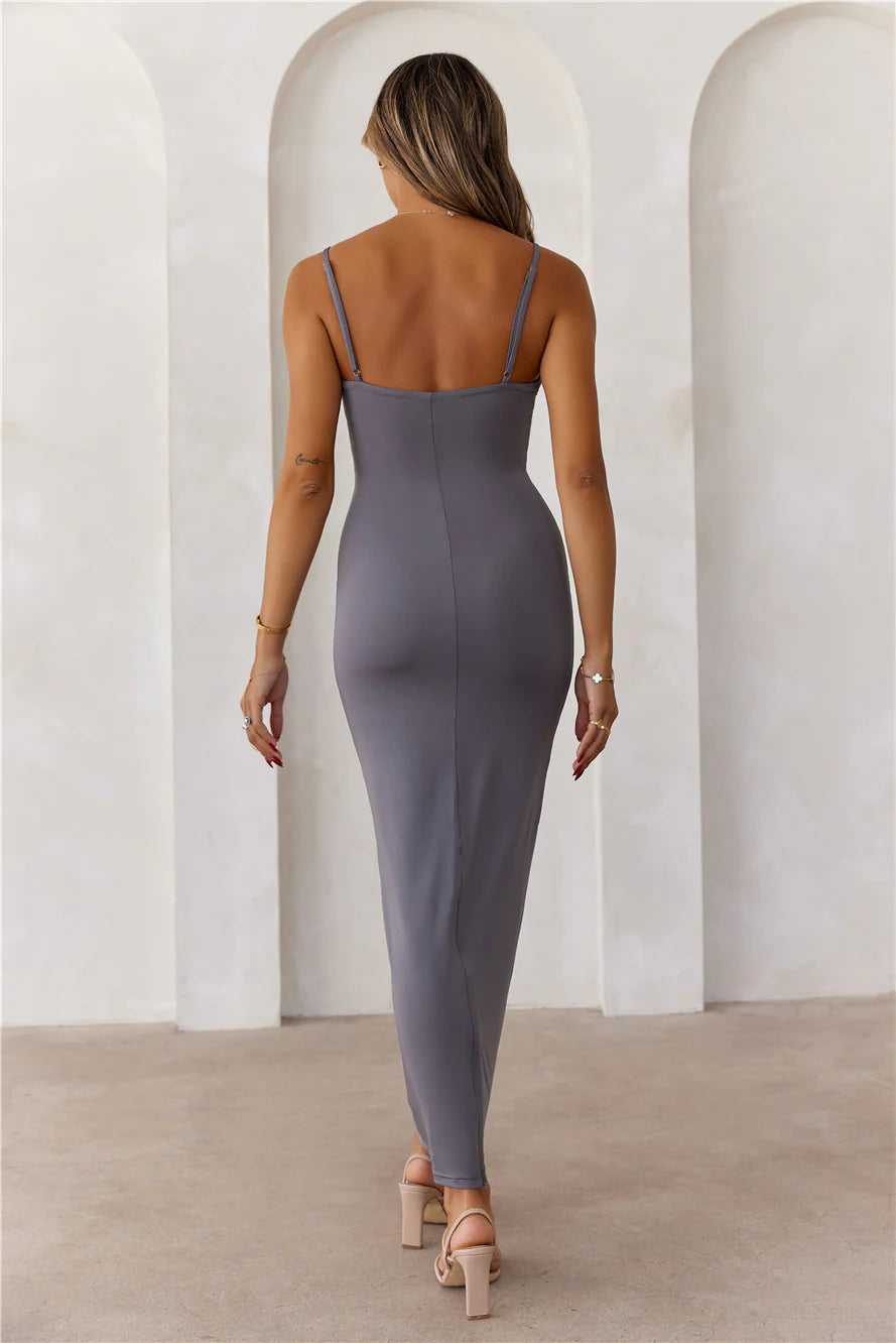 BASE  Smoothing Thin Strap Maxi Dress Charcoal