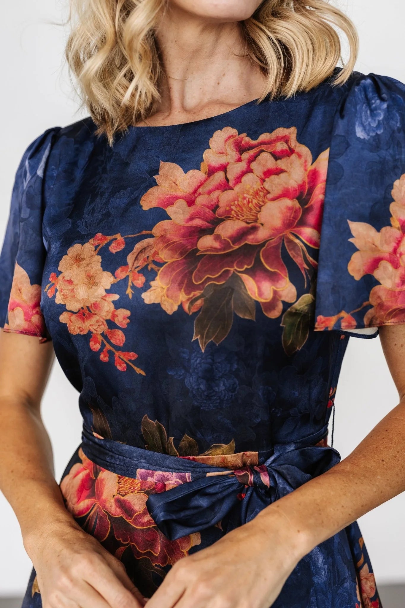 Agnes Satin Maxi Dress | Navy Floral