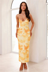 Beachside Chic Mesh Maxi Dress Yellow