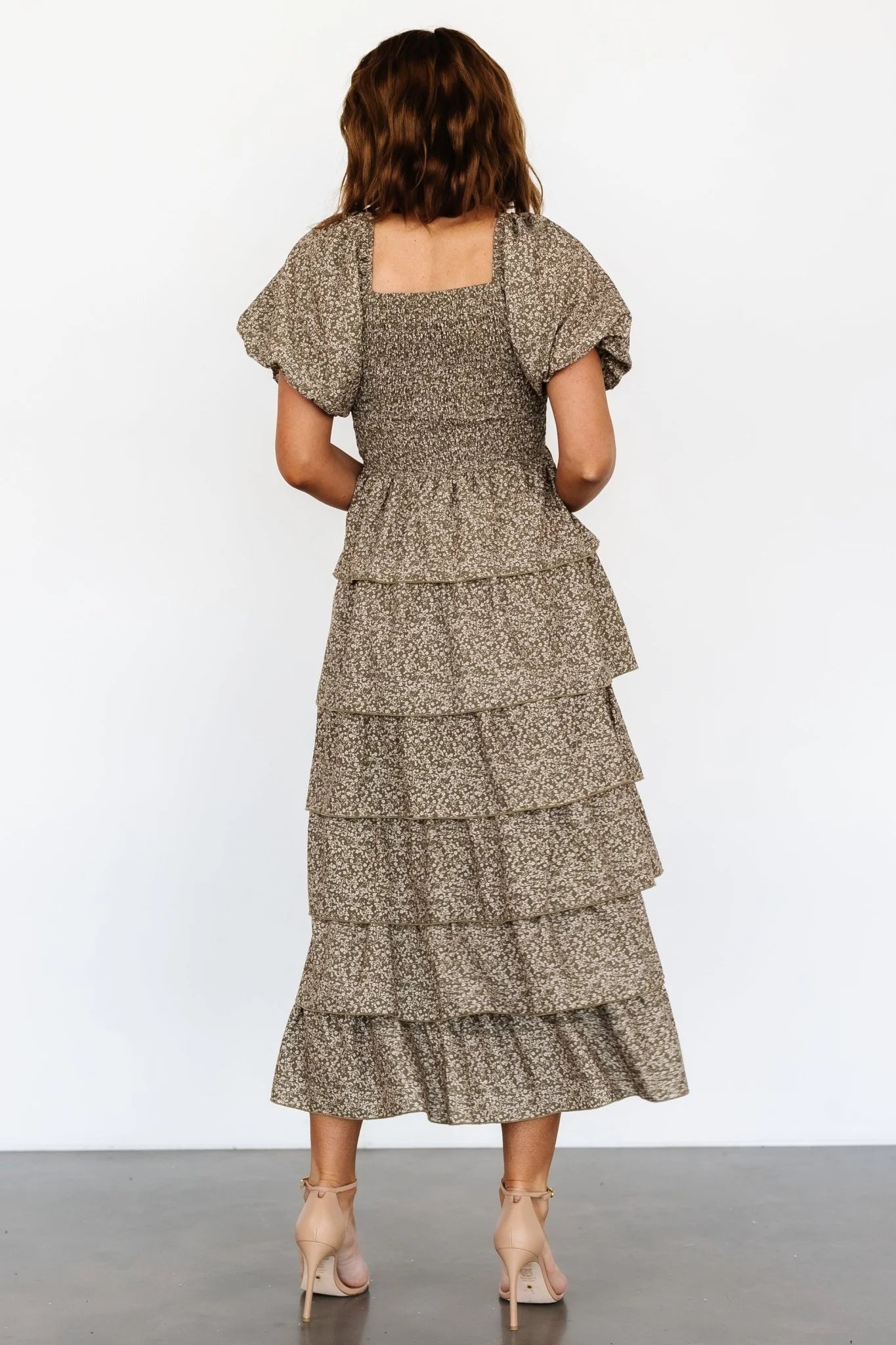 Bromley Tiered Dress | Olive Print