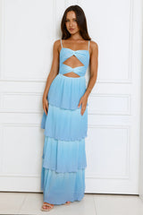 Waves Of Luxury Plisse Maxi Dress Blue Ombre
