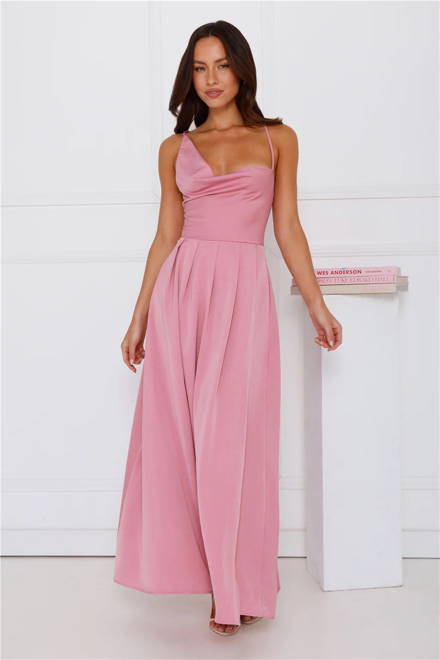 The Only Girl Satin Maxi Dress Plum