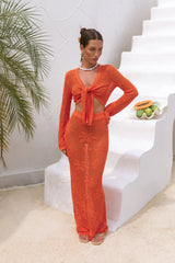 Terra Crochet Maxi Skirt Orange