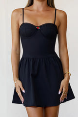 Twilight Bloom Mini Dress Black
