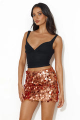 Sparks Of Shimmer Sequin Mini Skirt Rose Gold