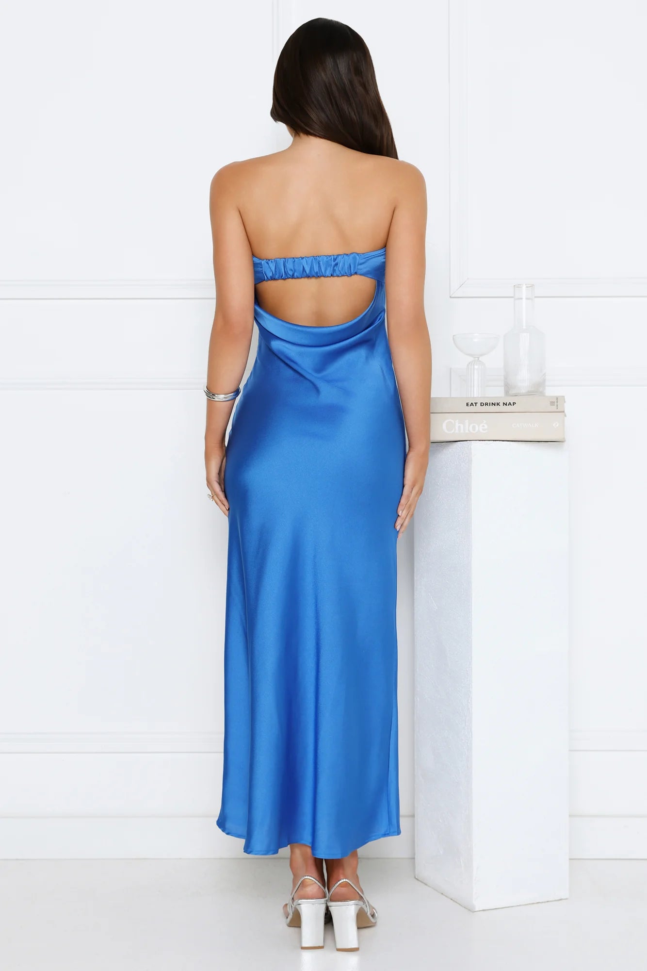 Cool Call Satin Maxi Dress Dark Blue