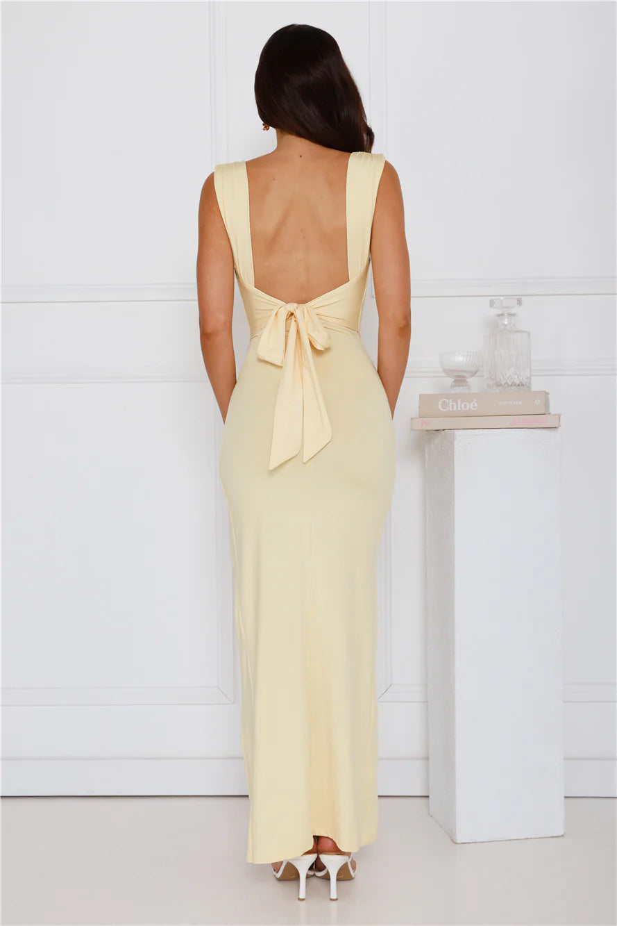 Fitted For You Maxi Dress Yellow