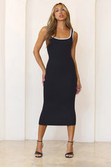 BASE Luxe Rib Two Tone Maxi Dress Black