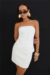 Core Cut Tailored Strapless Top White