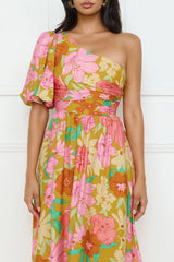 Coconut Crush One Shoulder Midi Dress Orange
