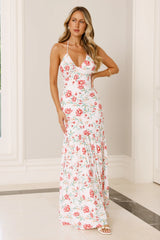 Florals In The Air Halter Maxi Dress White
