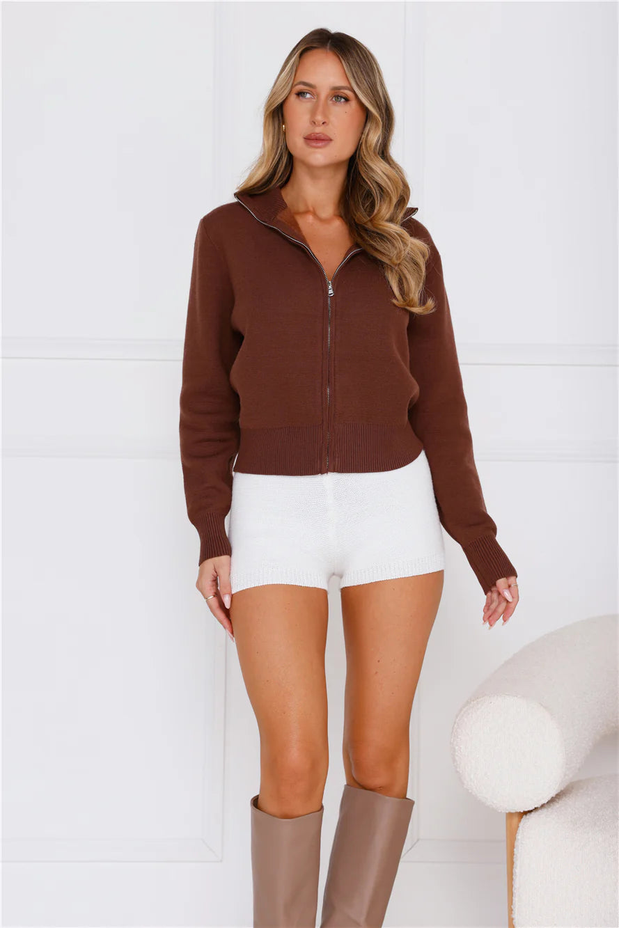 Embracing Comfort Knit Cardigan Chocolate