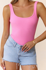 BASE Luxe Rib Everyday Staple Singlet Top Pink
