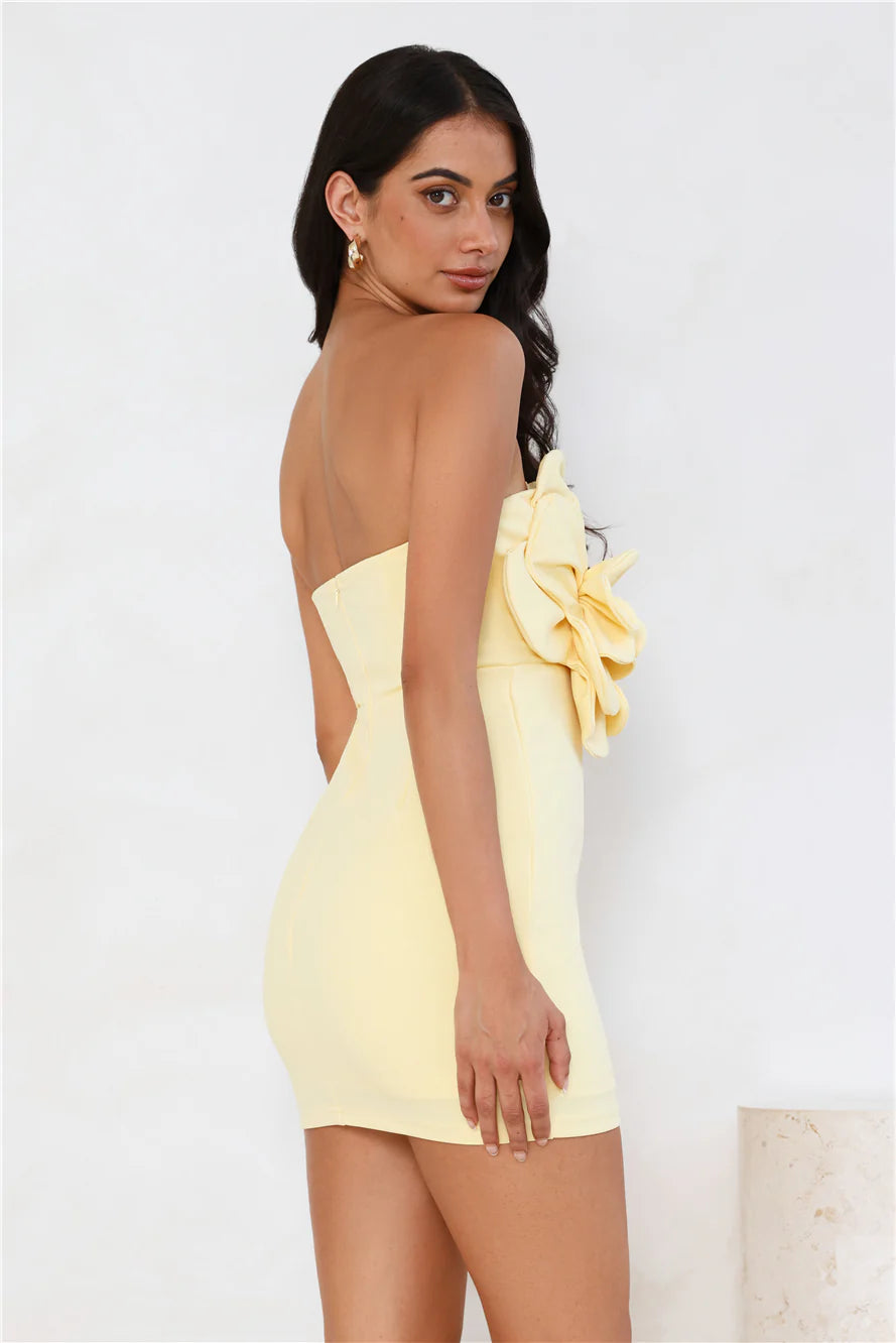Wild Ivy Strapless Mini Dress Yellow