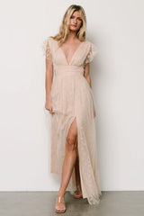 Caterina Tulle Maxi Dress | Nude Blush