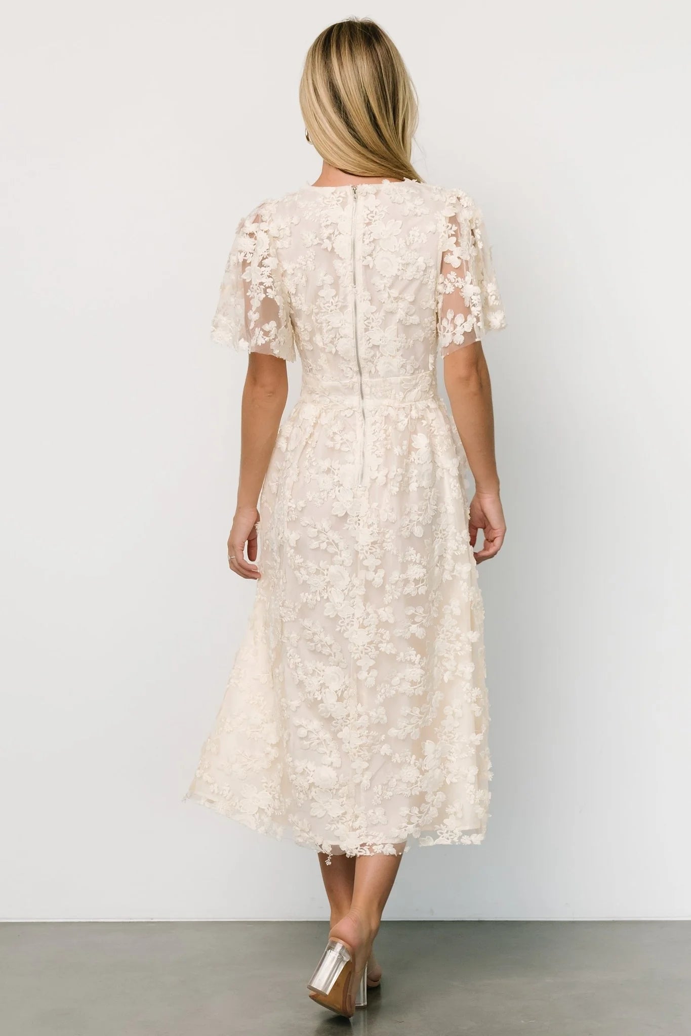 Sadie Embroidered Midi Dress | Vintage Cream