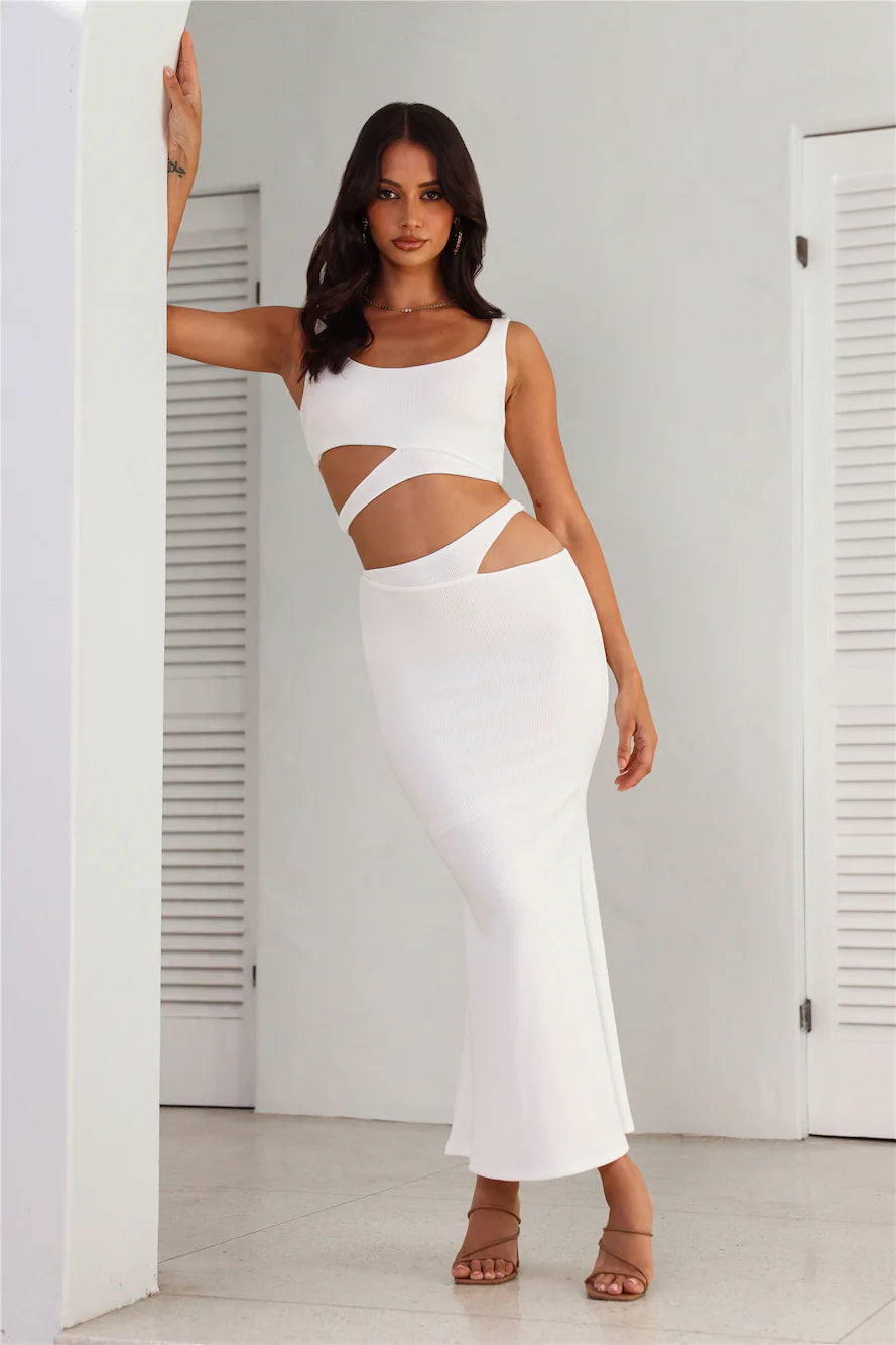 Where Did You Go Ribbed Crop Top White