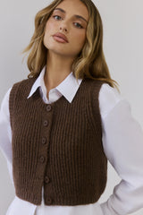 Cosy Cabin Knit Vest Brown