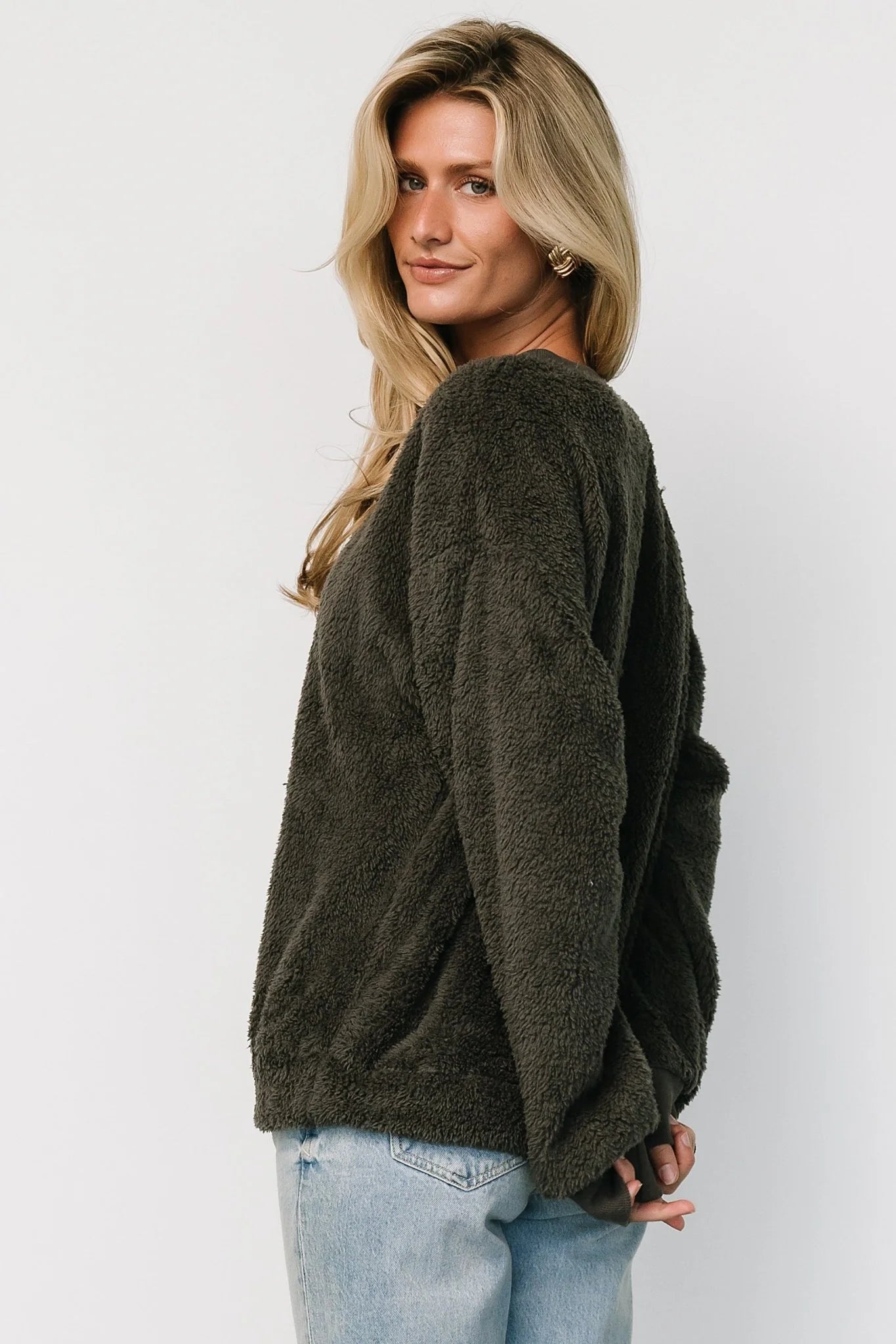 Brina Teddy Crewneck | Charcoal Gray