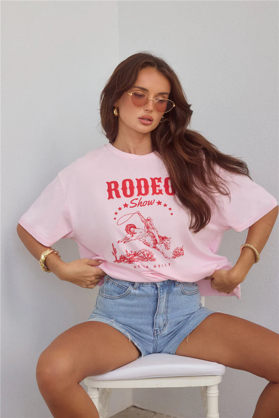 BASE Rodeo Show Oversized T-Shirt Pink