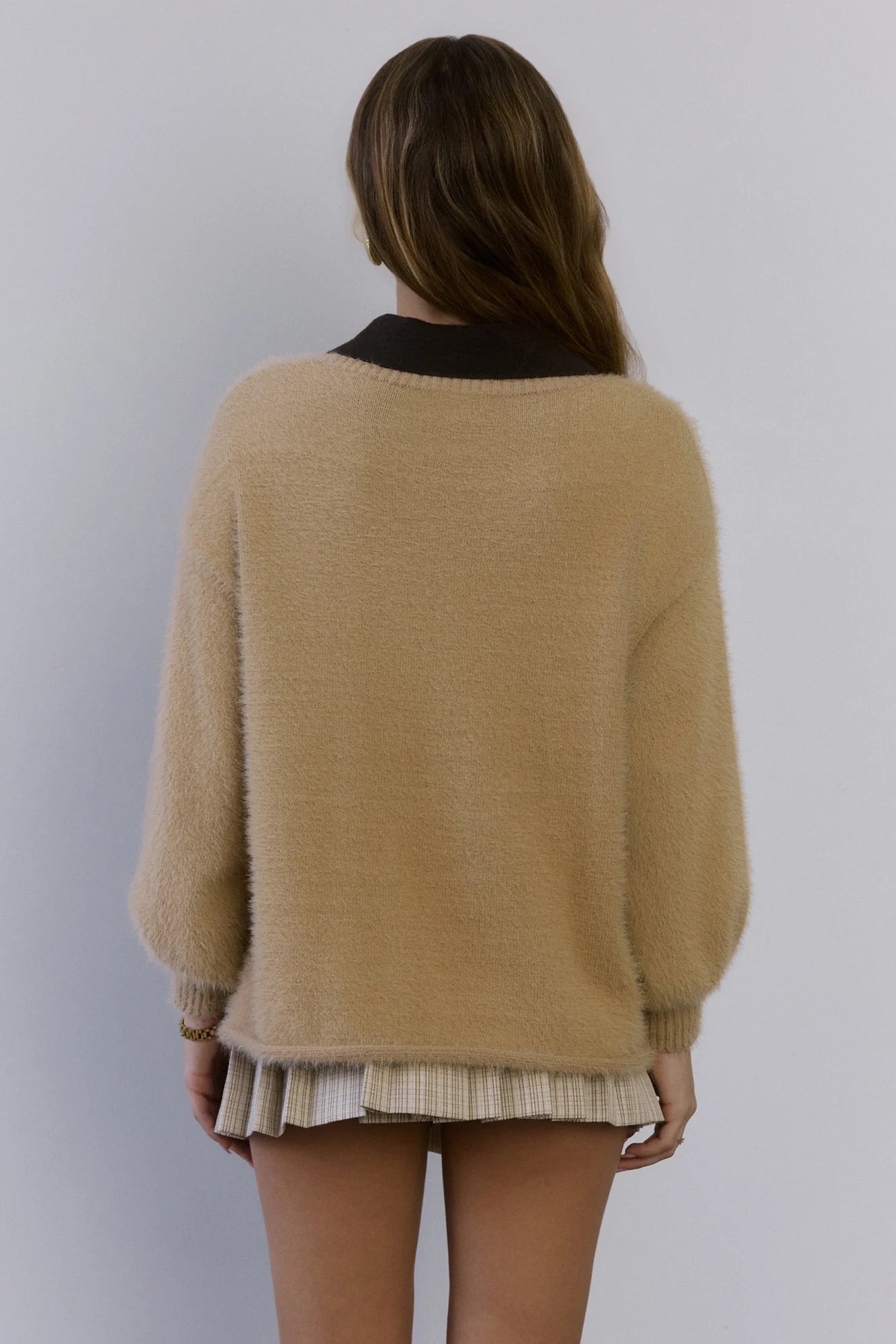 Crisp Snowfall Longline Fluffy Cardigan Tan